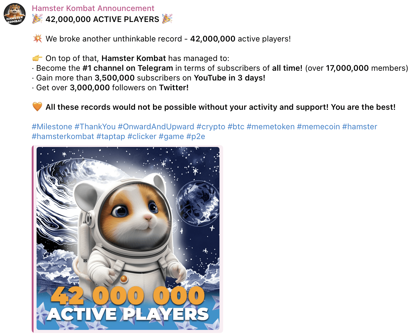 Hamster Kombat – p2e-игра в Telegram - GEMS 💎 Crypto